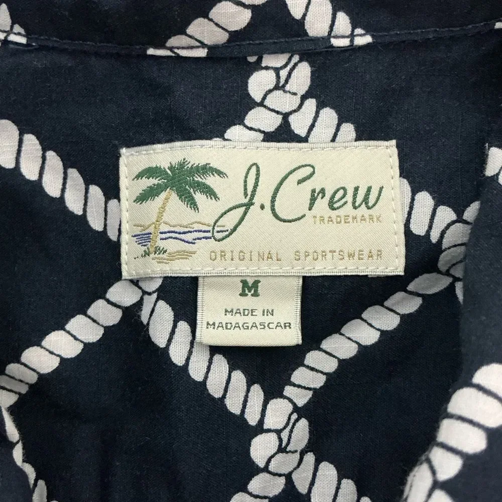 J CREW Short-sleeve slub cotton camp-collar nautical shirt size M